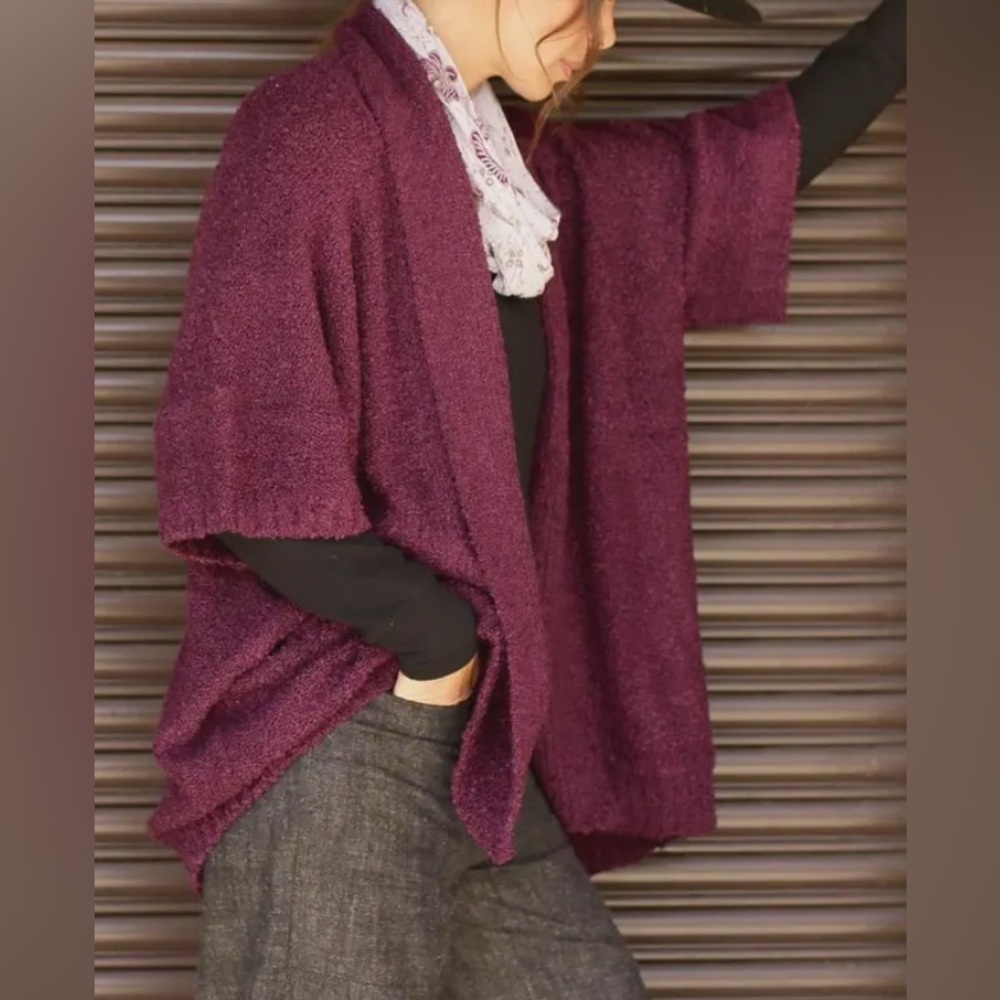 Island Tribe Knits Burgandy Kimono/Shawl Women's Sweater - NWT - OS (S-XL)